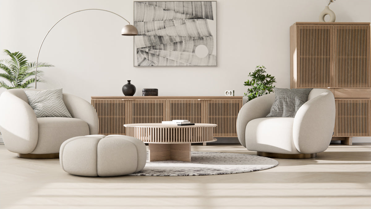 Möbel Massivholz Wohnzimmer Japandi Stil