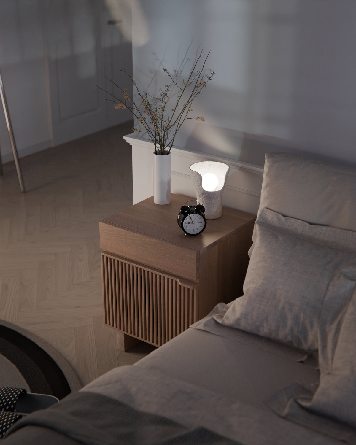 Nachttisch Nachtschrank Holz Eiche Schublade