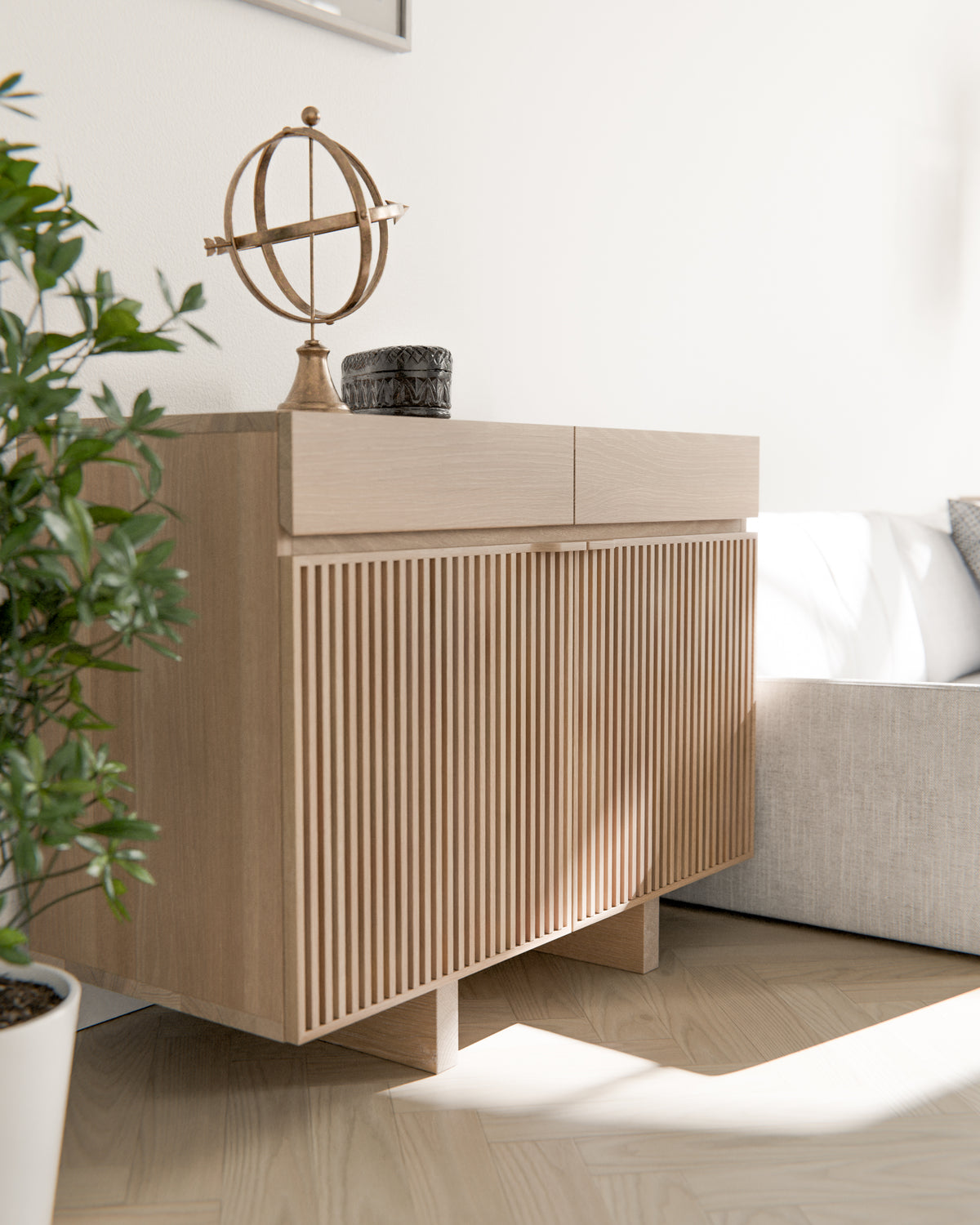 Japandi Sideboard Eiche Gekalkt