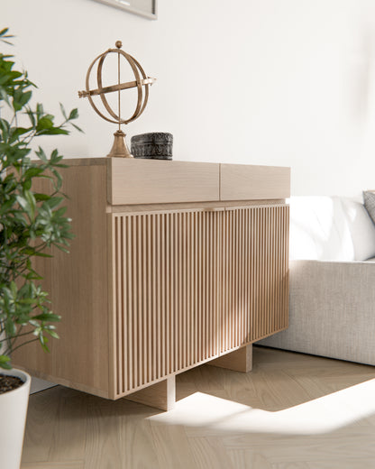 Japandi Sideboard Eiche Gekalkt