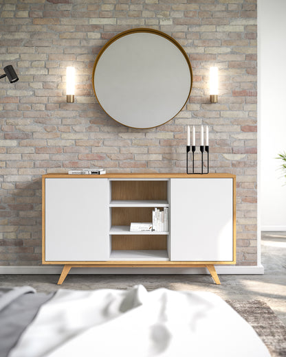 Sideboard S in Eiche weiß offen