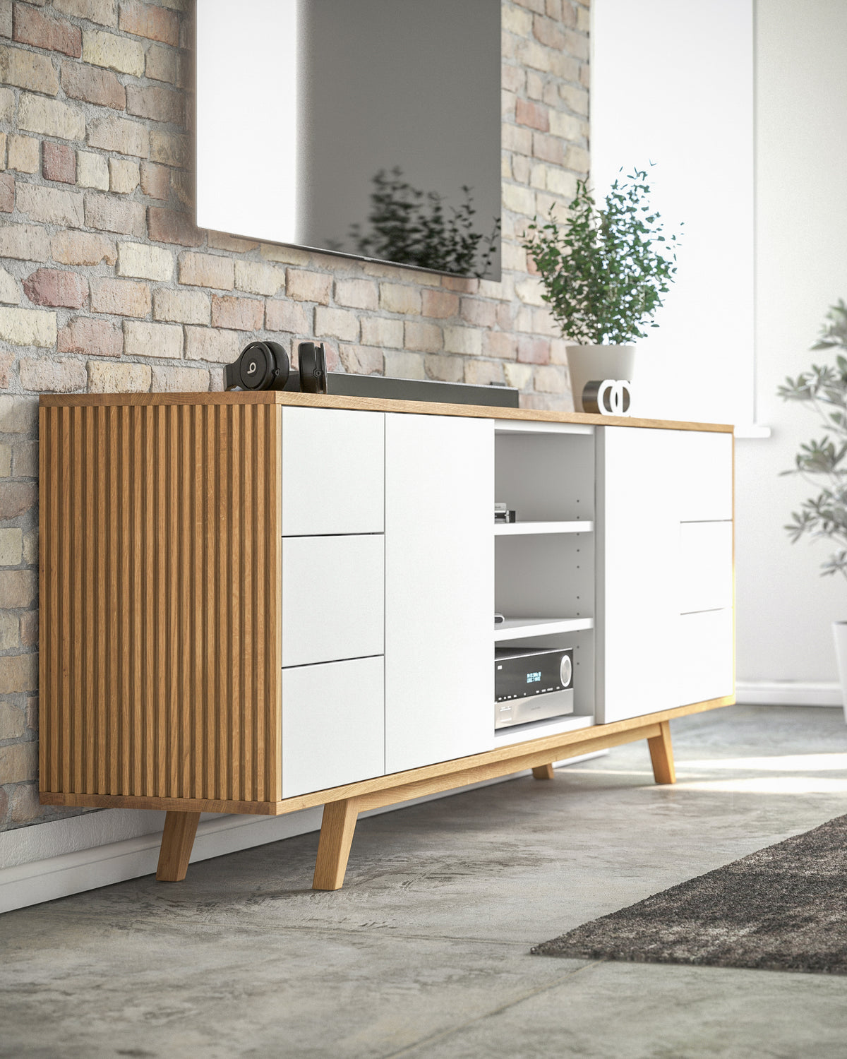 Sideboard XL in Eiche weiß
