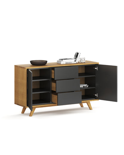Sideboard S in Eiche schwarz Schubladen