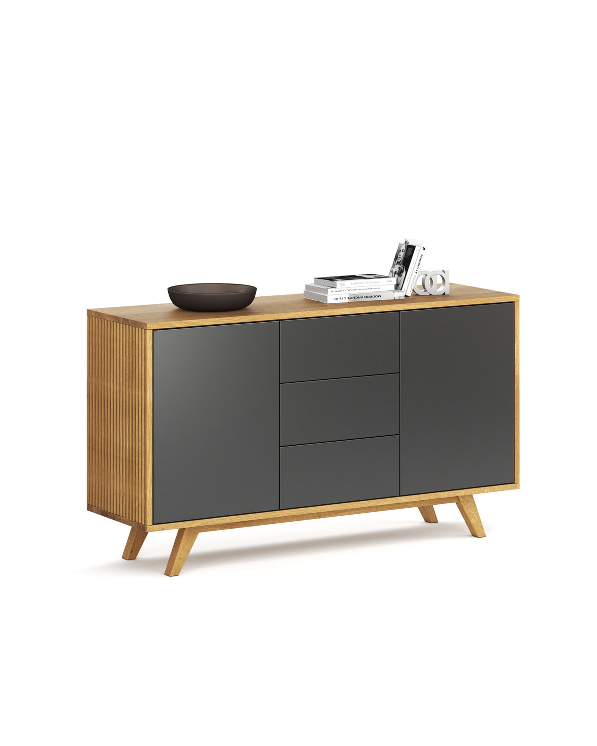 Sideboard S in Eiche schwarz Schubladen