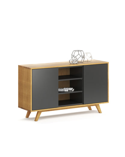 Sideboard S in Eiche schwarz offen