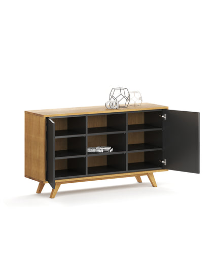 Sideboard S in Eiche schwarz offen