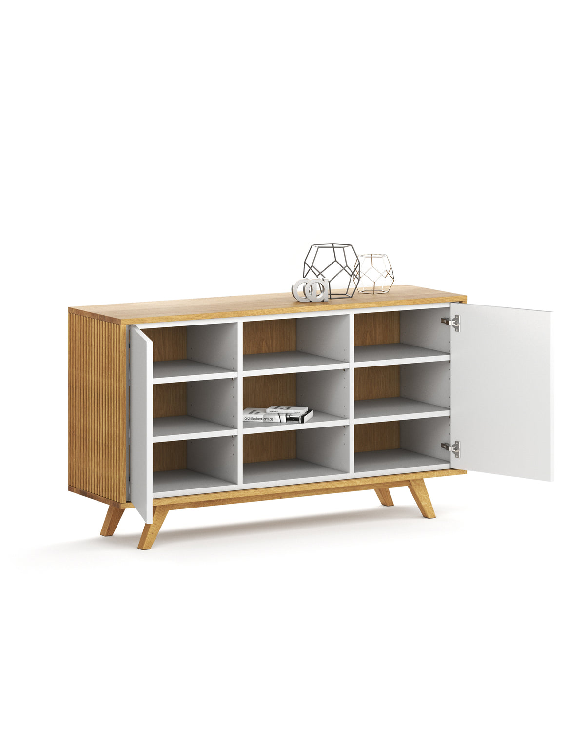 Sideboard S in Eiche weiß offen